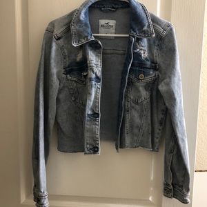 Hollister cropped ripped denim jacket